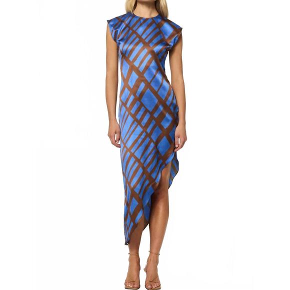 NEW MISA LOS ANGELES lydia dress in brown blue matrix - Picture 1 of 3